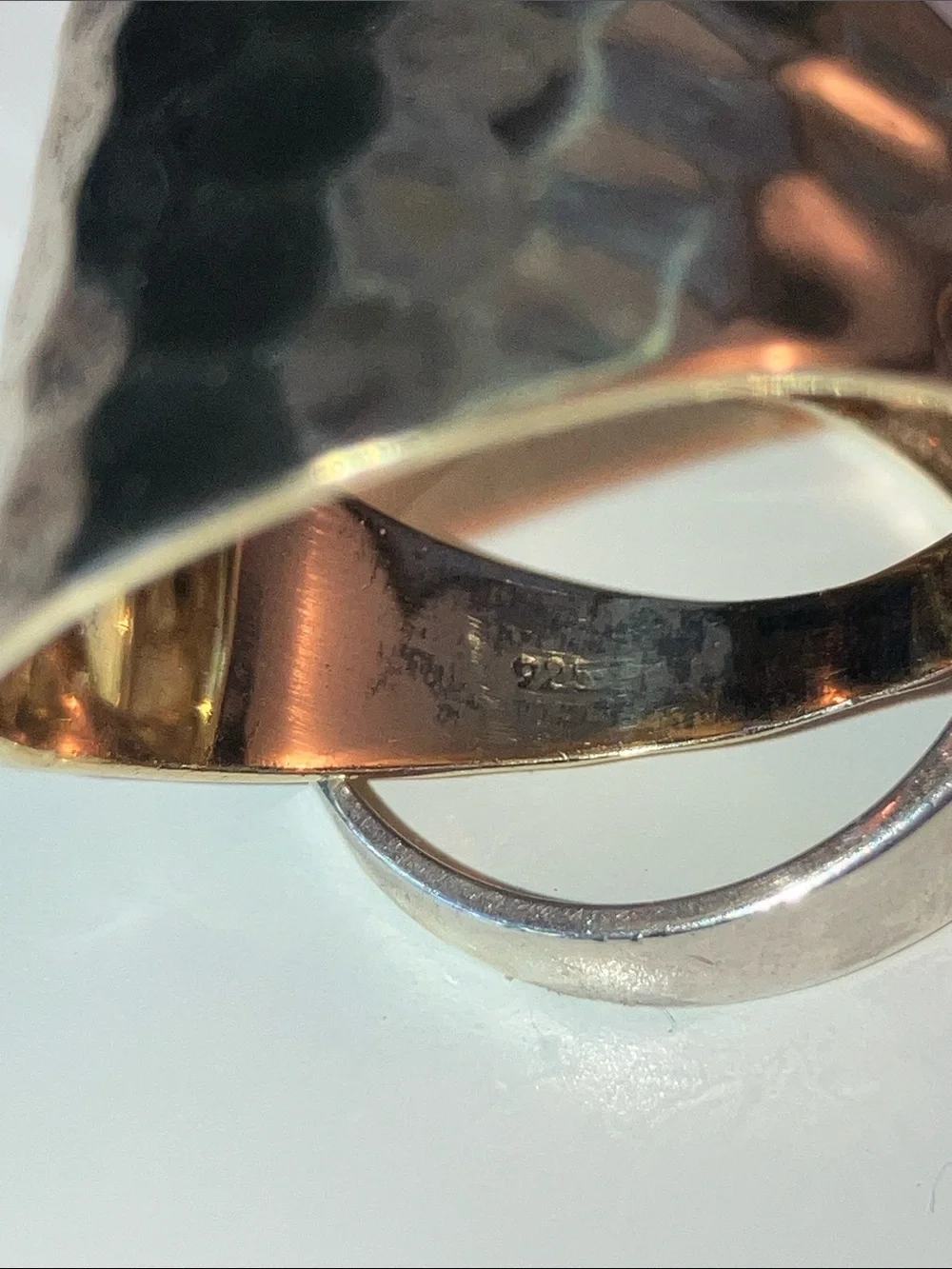 Large SETA Textured Hammered Dome Ring in Vermeil